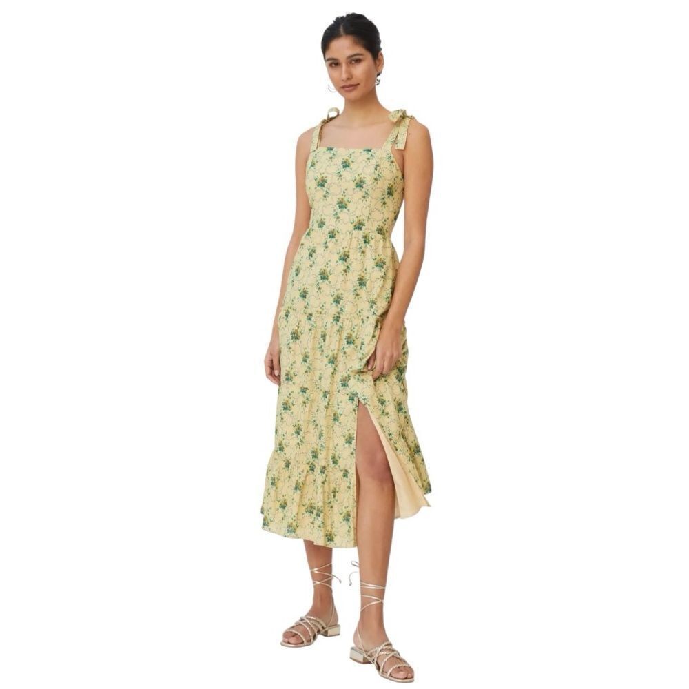 PAIGE Yellow Floral Midi Dress